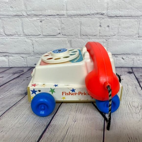 Vintage Fisher Price Pull Toy 1985 Chatter Phone 747 Telephone Moving Eyes Works - Picture 2 of 8